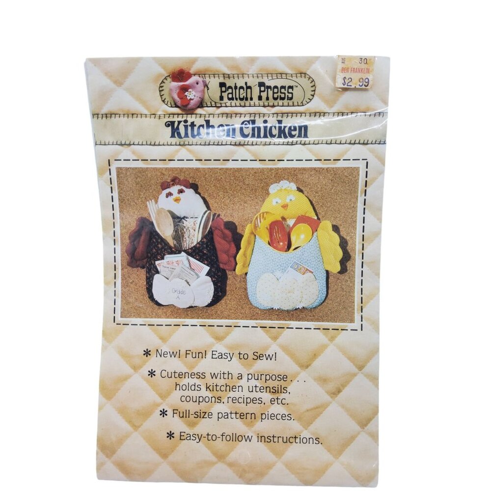 vintage 1981 patch press utinsel holders kitchen chicken crafts pattern #331b